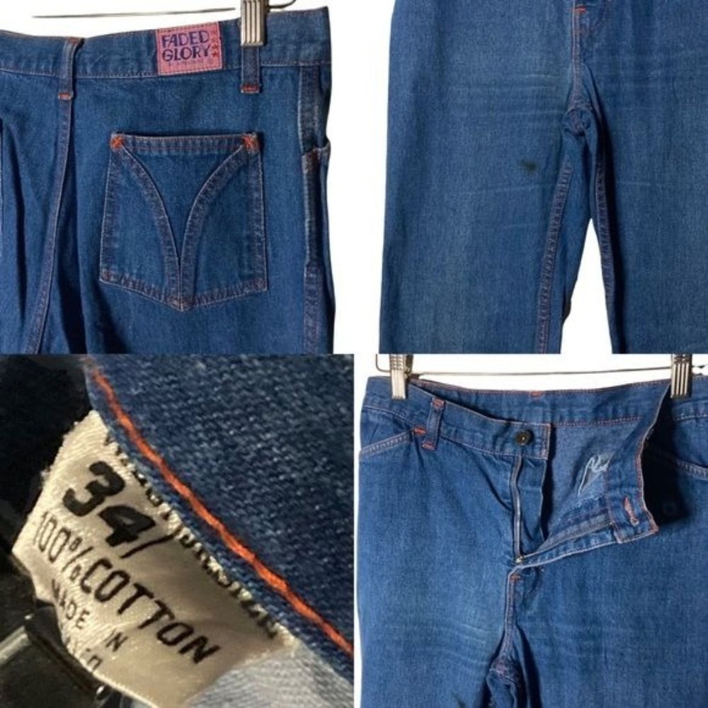 1970s Faded Glory By Appendagez Wide Leg Blue Jea… - image 3